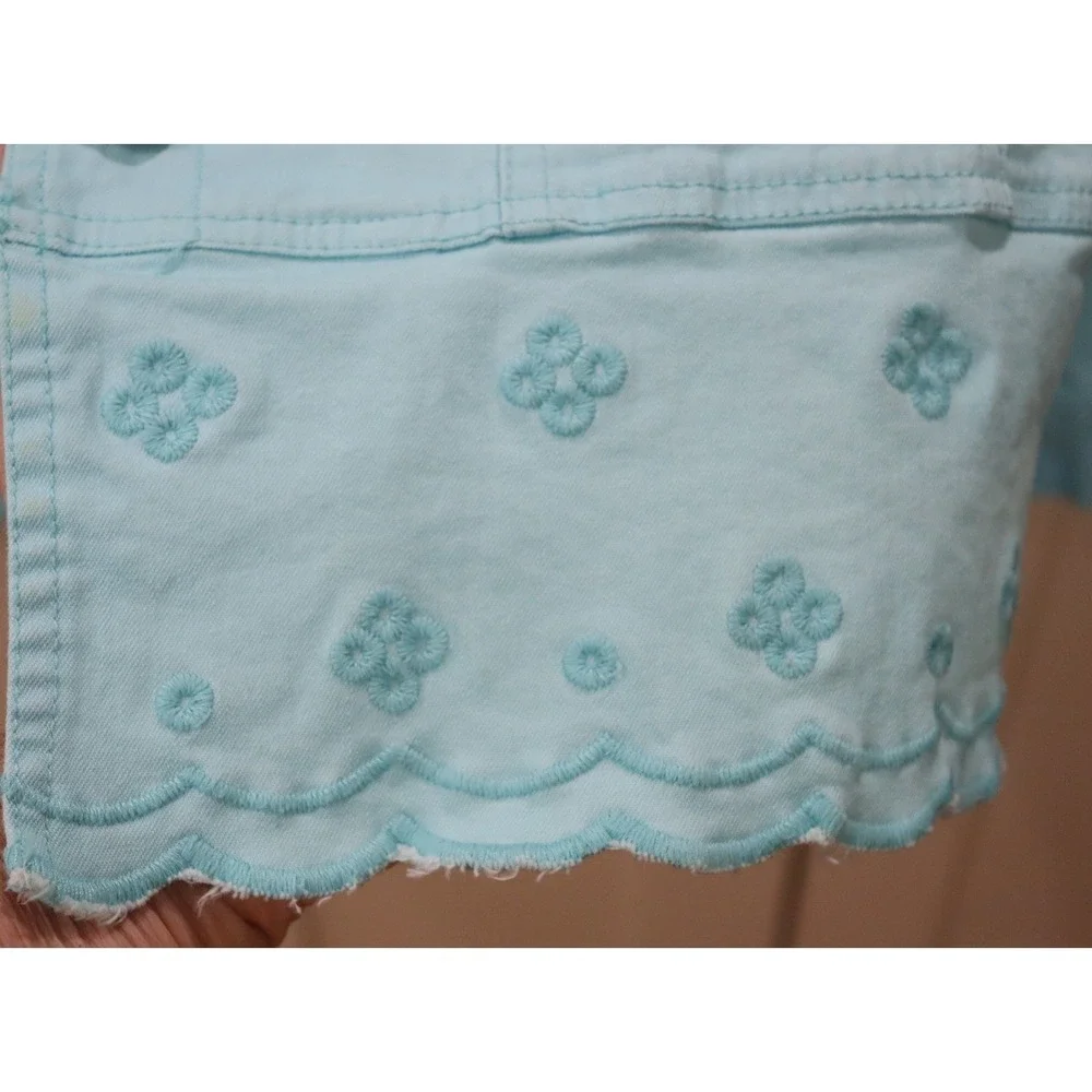 Denim & Co Light Aqua XL Twill Jean Jacket with Scalloped Bottom